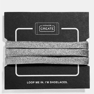 Coach Metallic Silver Shoe Laces 55” long new in package